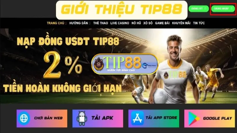 Truy cập link trang chủ Tip88